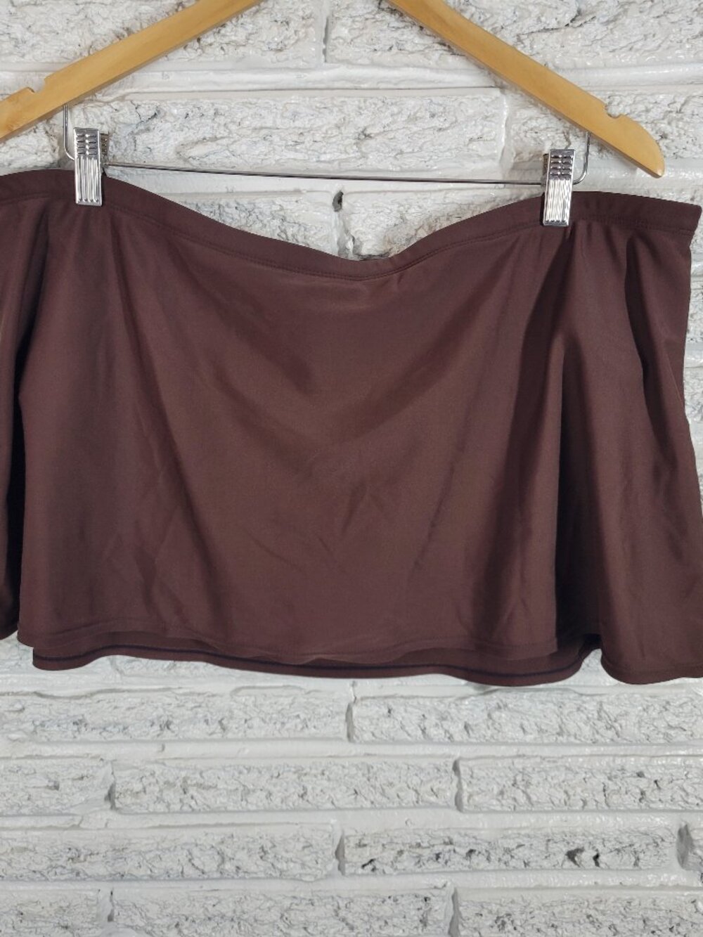 St Johns Bay 18W Swim Skirt Womens Plus Brown Solid Stretch Bikini Bottom BRO48E